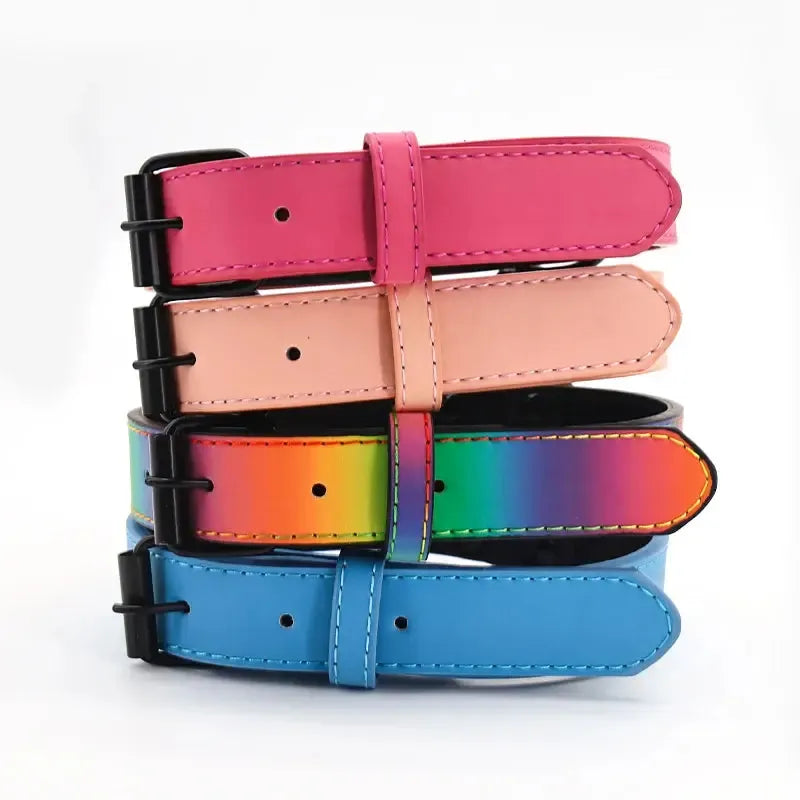 Rainbow Reflective Dog Collar