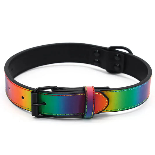 Rainbow Reflective Dog Collar