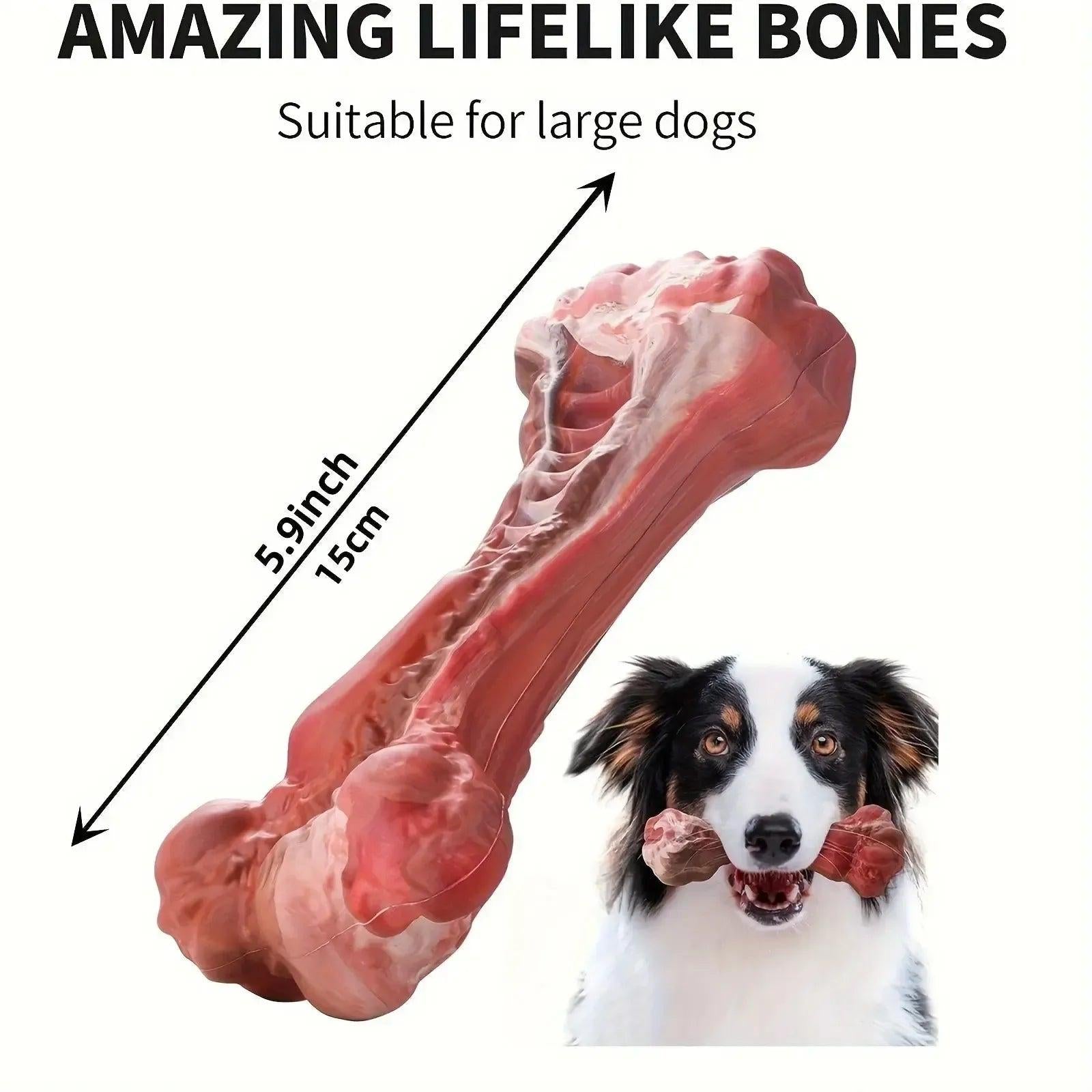 Realistic Bone Chew Toy for Large Dogs and Aggressive Chewers