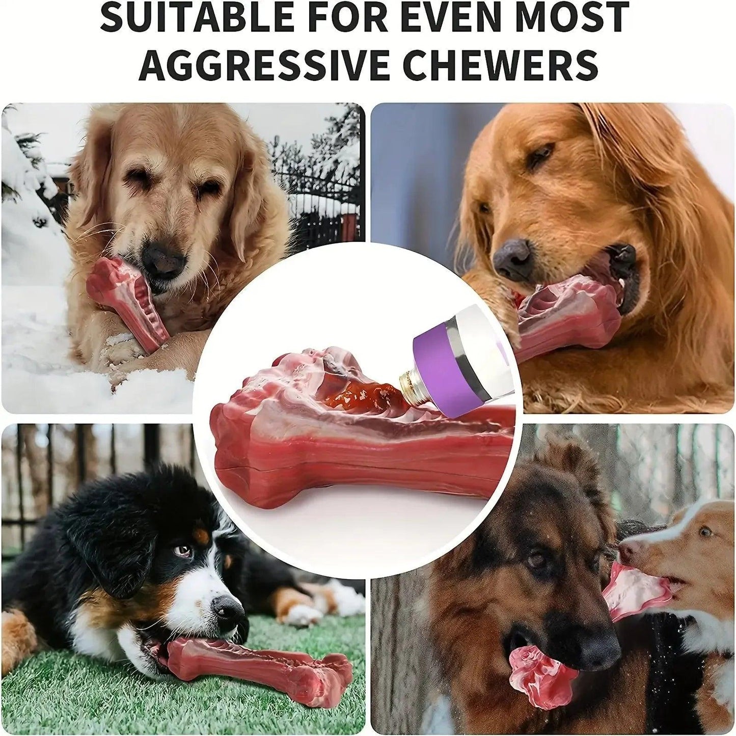 Realistic Bone Chew Toy for Large Dogs and Aggressive Chewers