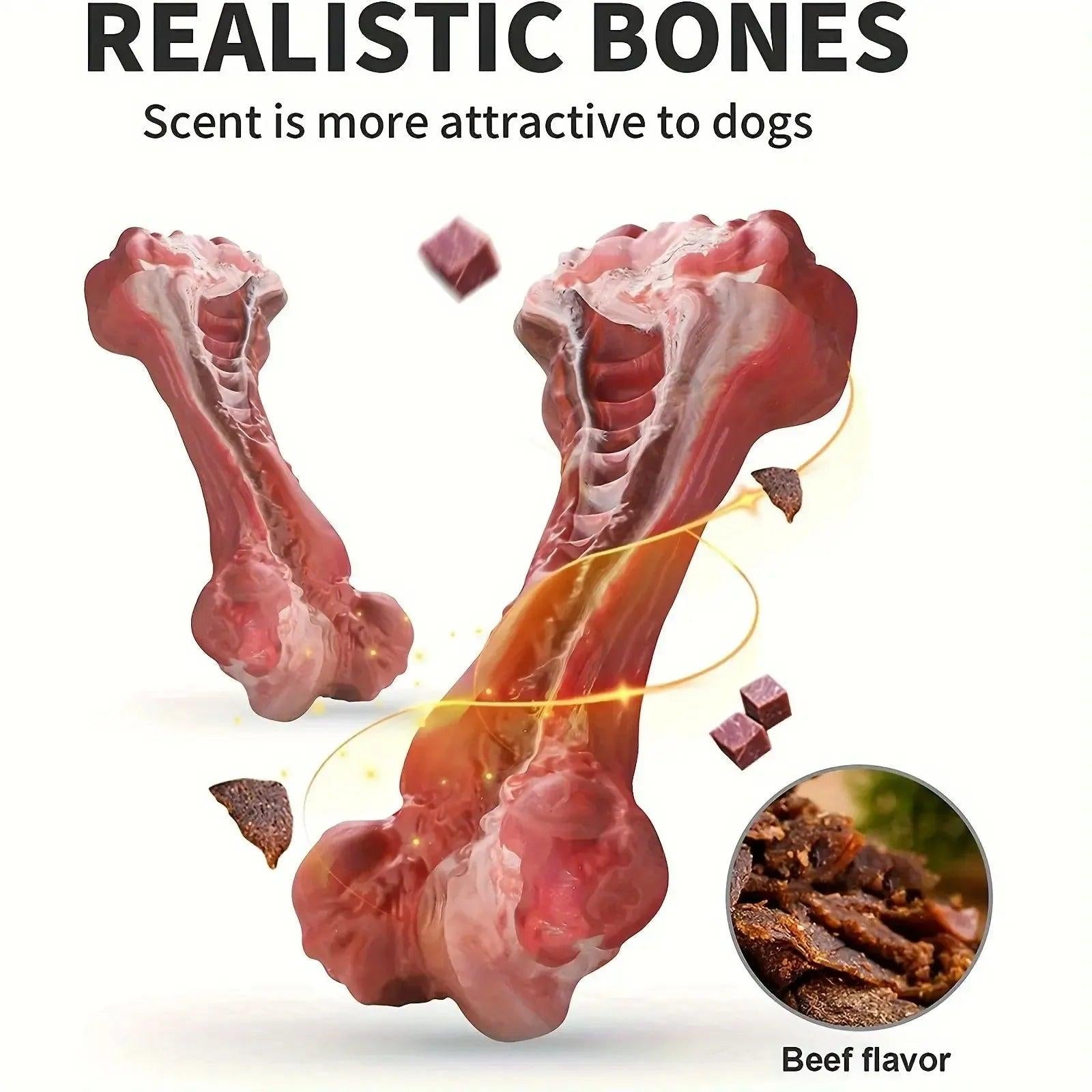 Realistic Bone Chew Toy for Large Dogs and Aggressive Chewers