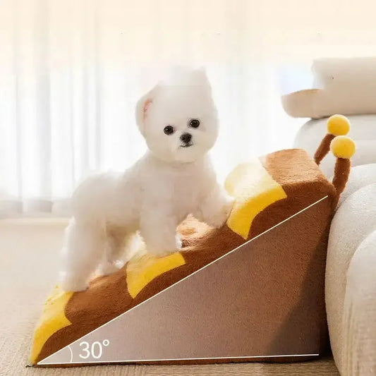 Removable fleece dog stairs with non-slip base