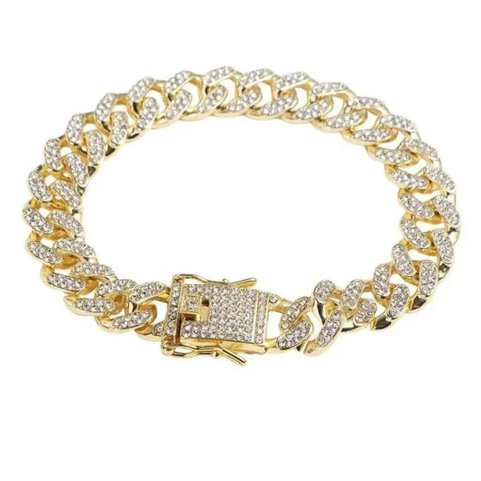 Rhinestone Dog Chain Collar | Jeweled Stainless Steel Link