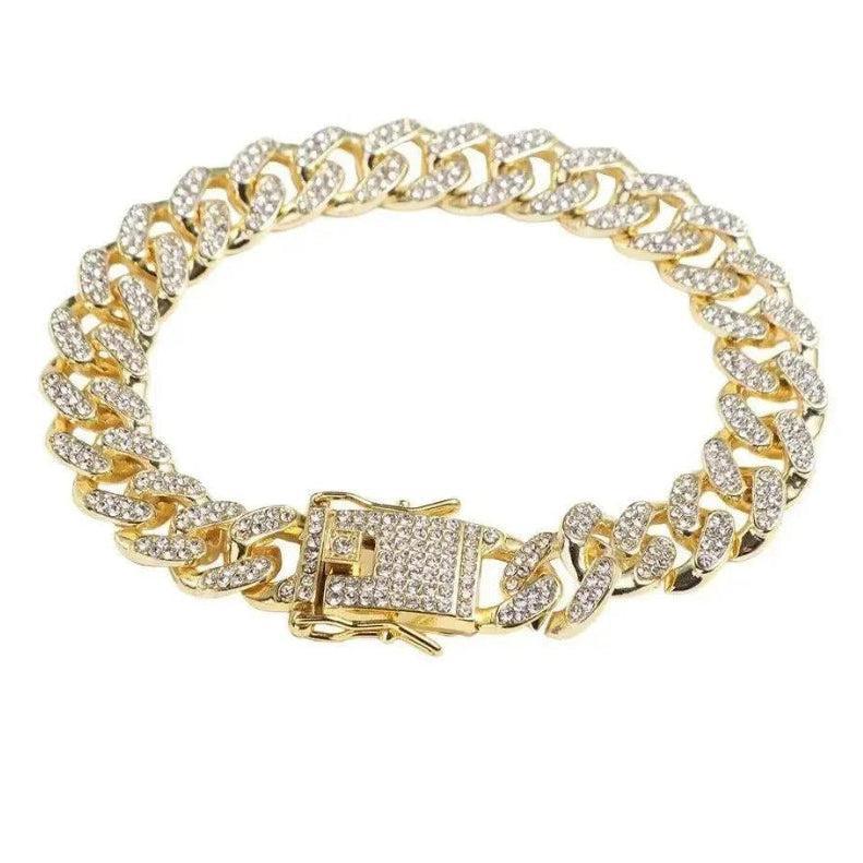 Rhinestone Dog Chain Collar | Jeweled Stainless Steel Link