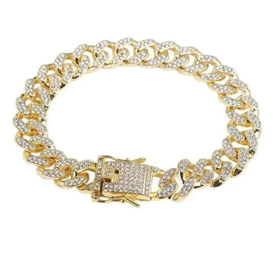 Rhinestone Dog Chain Collar | Jeweled Stainless Steel Link