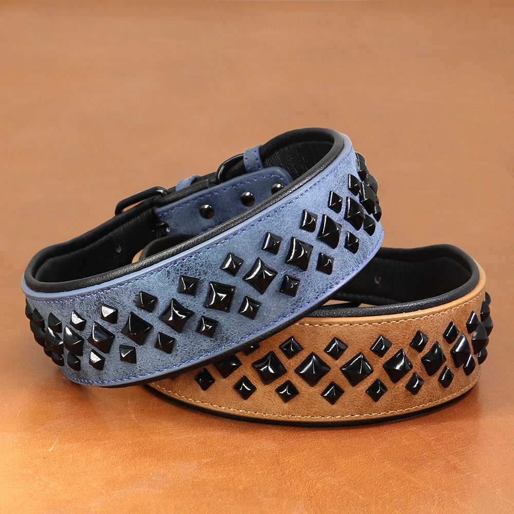 XL Strong Studded Dog Collar | Leather for Staffie & Bully