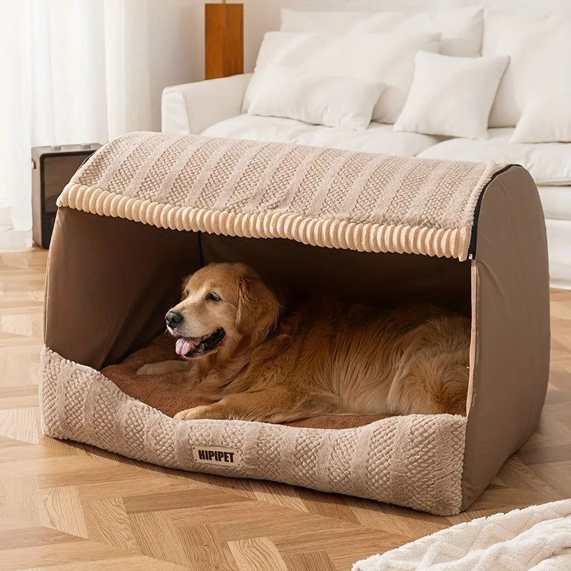 Winter Warm Semi-Enclosed Dog Bed | Calming & Washable