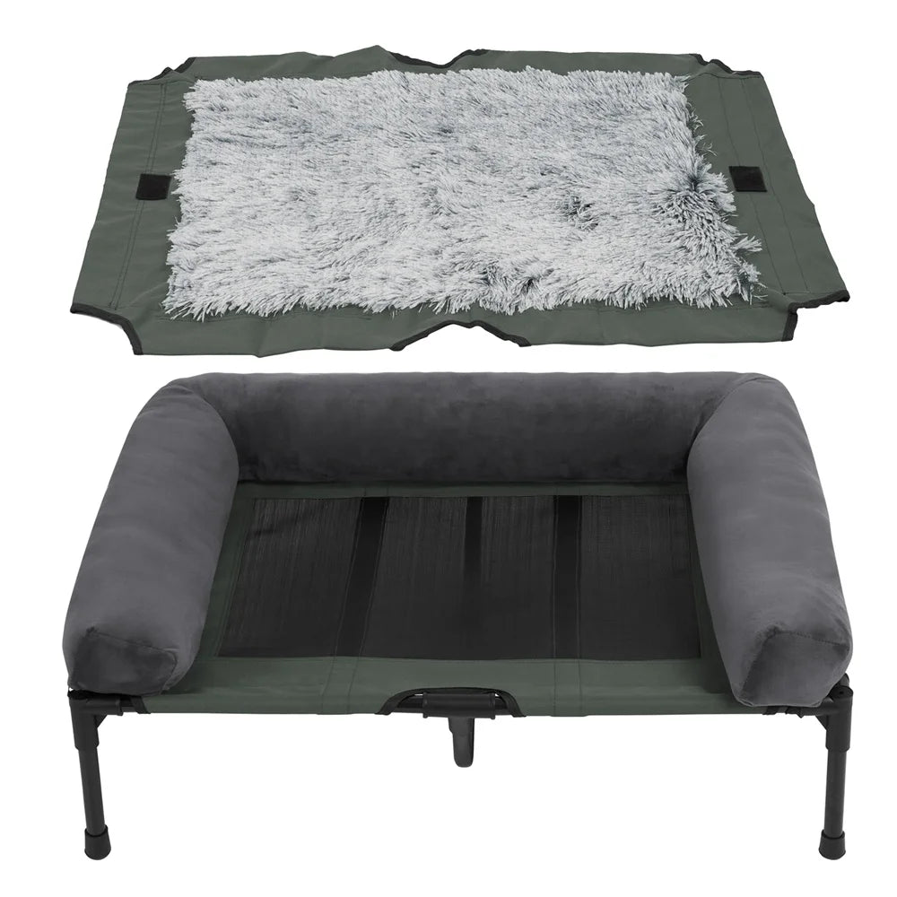 Orthopedic Raised Cooling Washable Dog Bed With Bolster