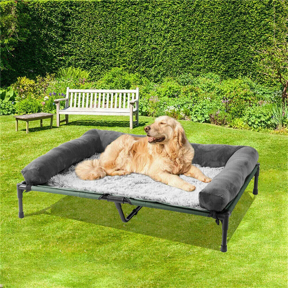 Orthopedic Raised Cooling Washable Dog Bed With Bolster