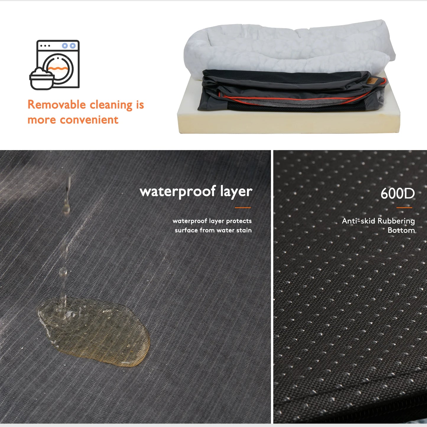 Extra large Orthopedic Washable Dog Bed With Bolster And Foam Support For Large Dogs