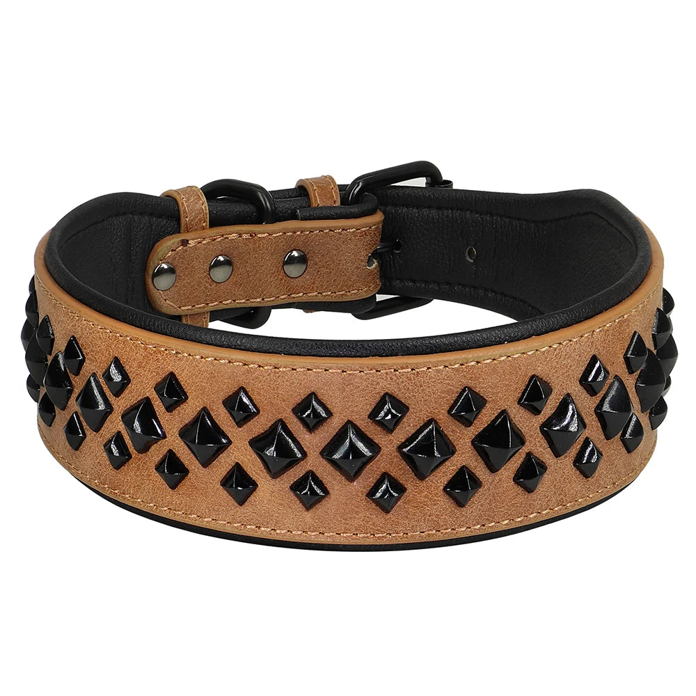 XL Strong Studded Dog Collar | Leather for Staffie & Bully