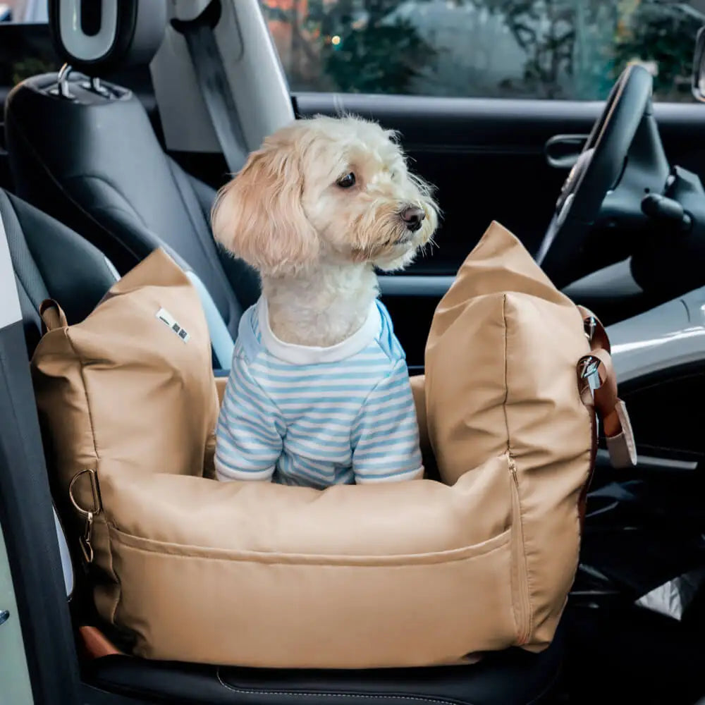 Travel-Safe Dog Car Seat Bed with Washable Cover, Safety Buckle, and Waterproof Design