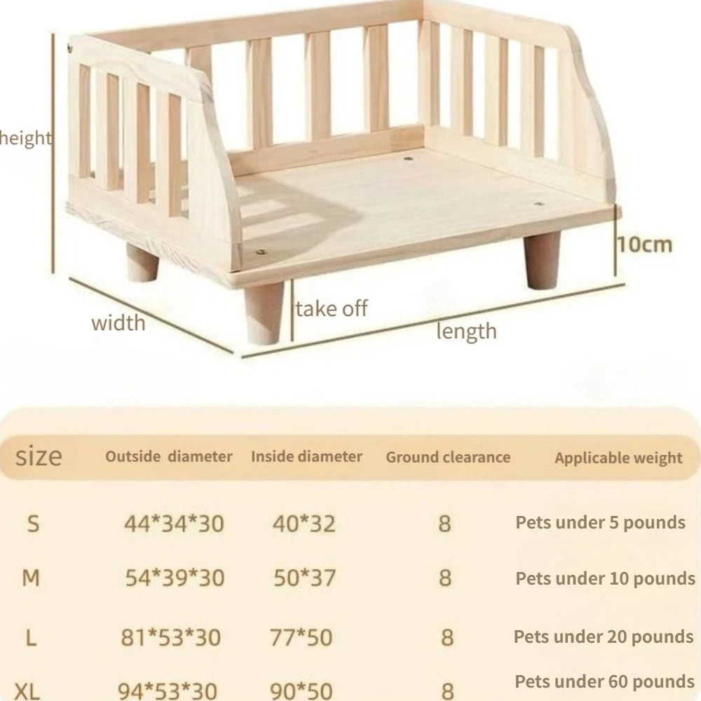 Minimalist Wooden Elevated Dog Bed with Semi-Enclosed Moisture-Proof Design