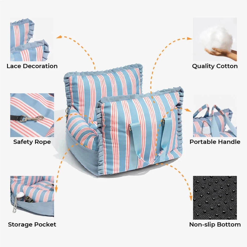 Dog Car Seat Bed Waterproof Travel with Washable Cover