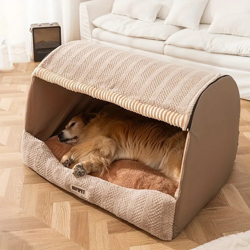 Winter Warm Semi-Enclosed Dog Bed | Calming & Washable