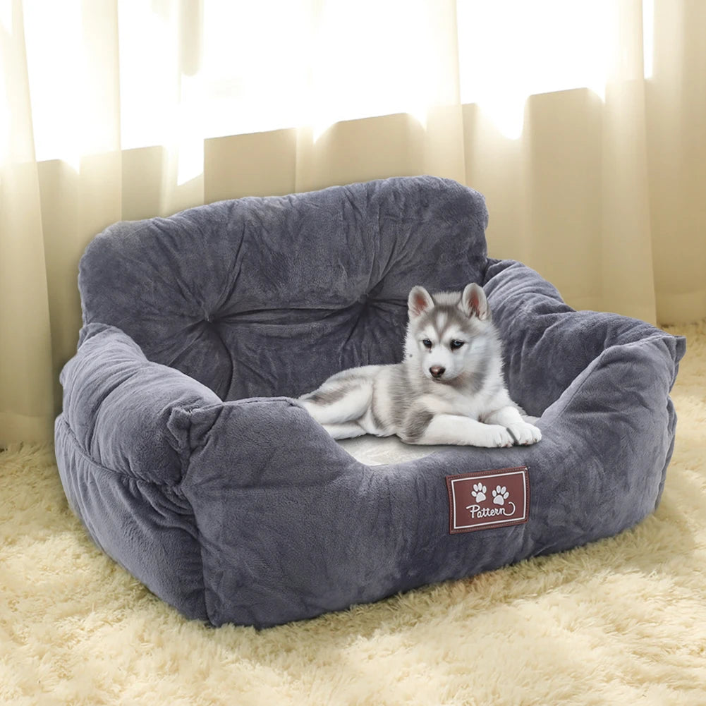 Dog Car Seat Bed Washable Travel with Straps & Pockets