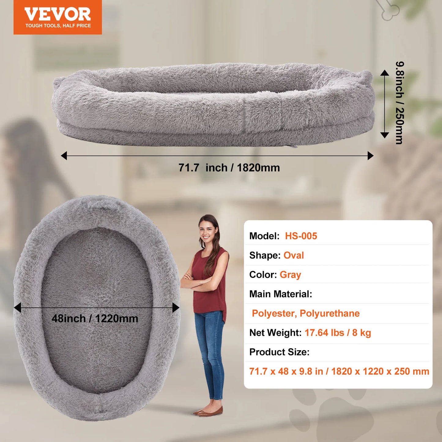Orthopedic Washable Human Dog Bed For Adults And Large Dogs
