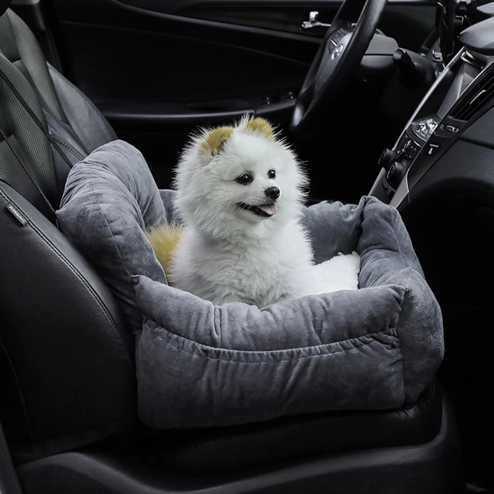 Dog Car Seat Bed Washable Travel with Straps & Pockets