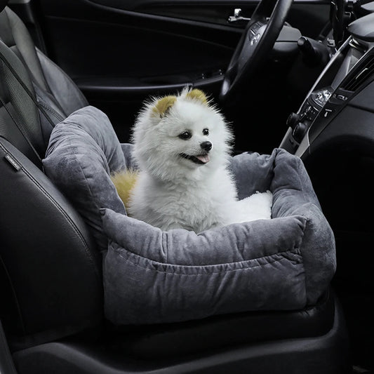 Dog Car Seat Bed Washable Travel with Straps & Pockets