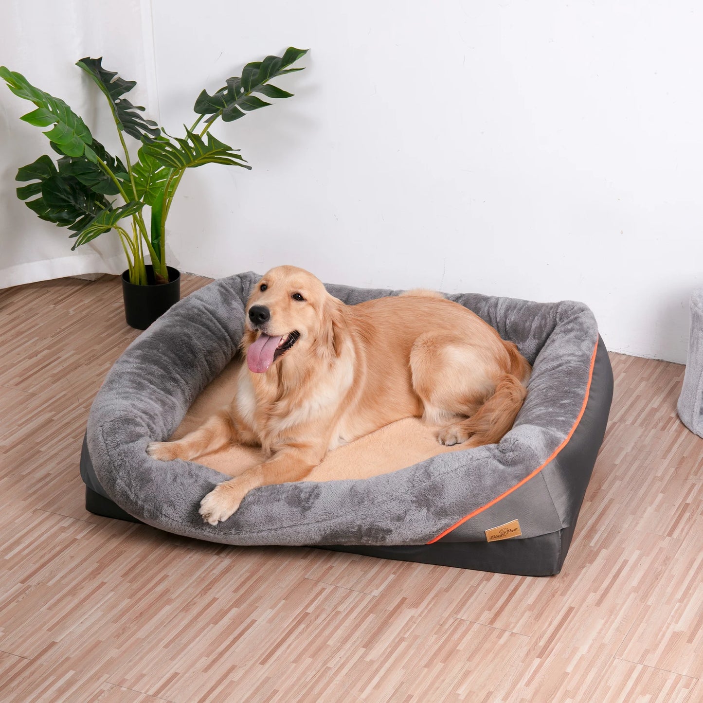Extra large Orthopedic Washable Dog Bed With Bolster And Foam Support For Large Dogs