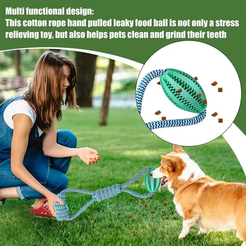 Rope Ball Chew Toy with Treat Dispenser for Medium & Large Dogs