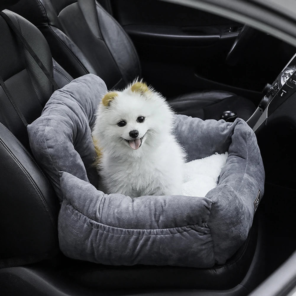 Dog Car Seat Bed Washable Travel with Straps & Pockets