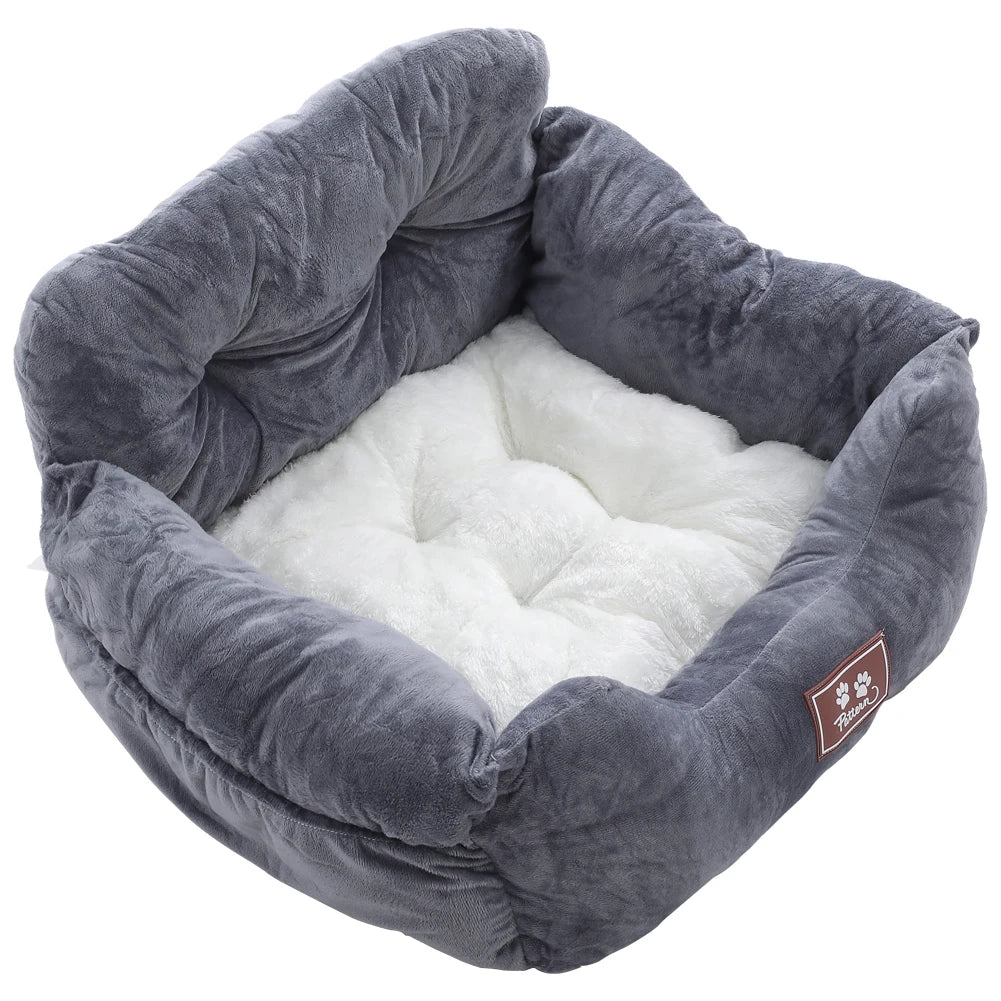 Dog Car Seat Bed Washable Travel with Straps & Pockets
