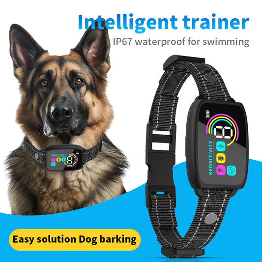 Rechargeable Waterproof Anti-Bark Dog Collar with LCD Display