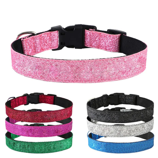 Sparkle Dog Collar | Nylon-Leather, Adjustable, Quick-Release
