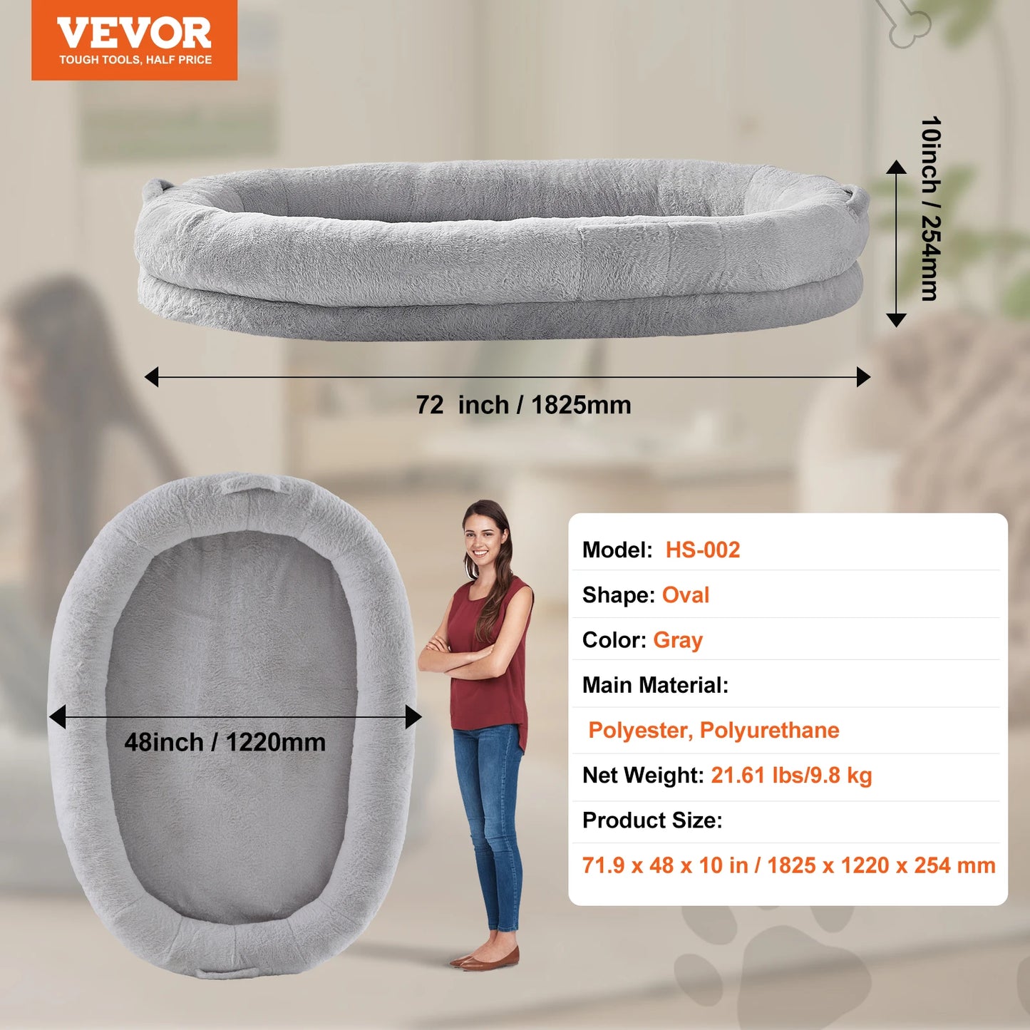 Orthopedic Washable Human Dog Bed For Adults And Large Dogs