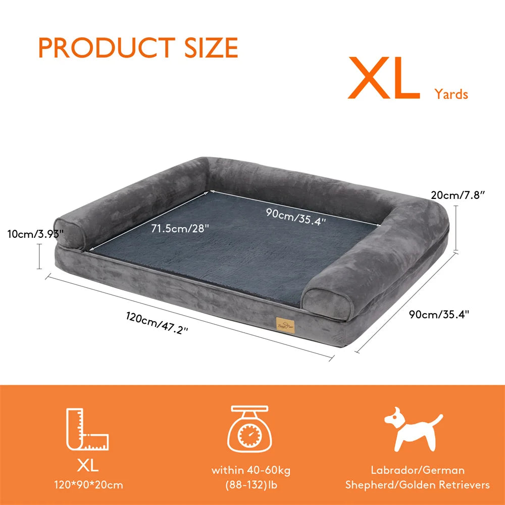 Extra Large Orthopedic Waterproof Dog Bed Washable Bolster