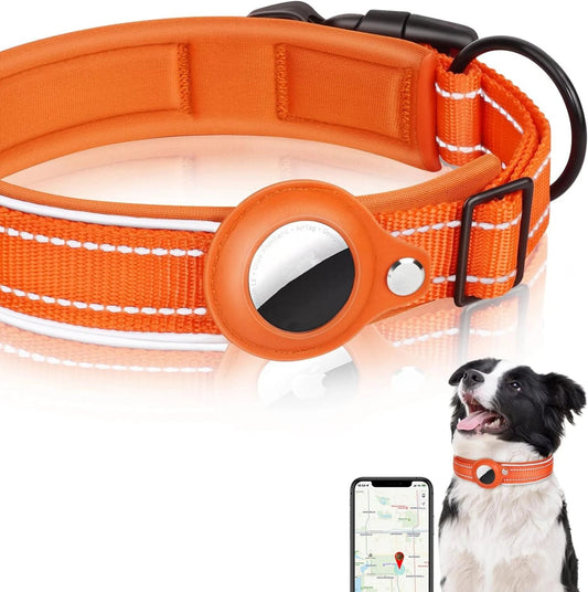 Reflective AirTag Dog Collar with Padding