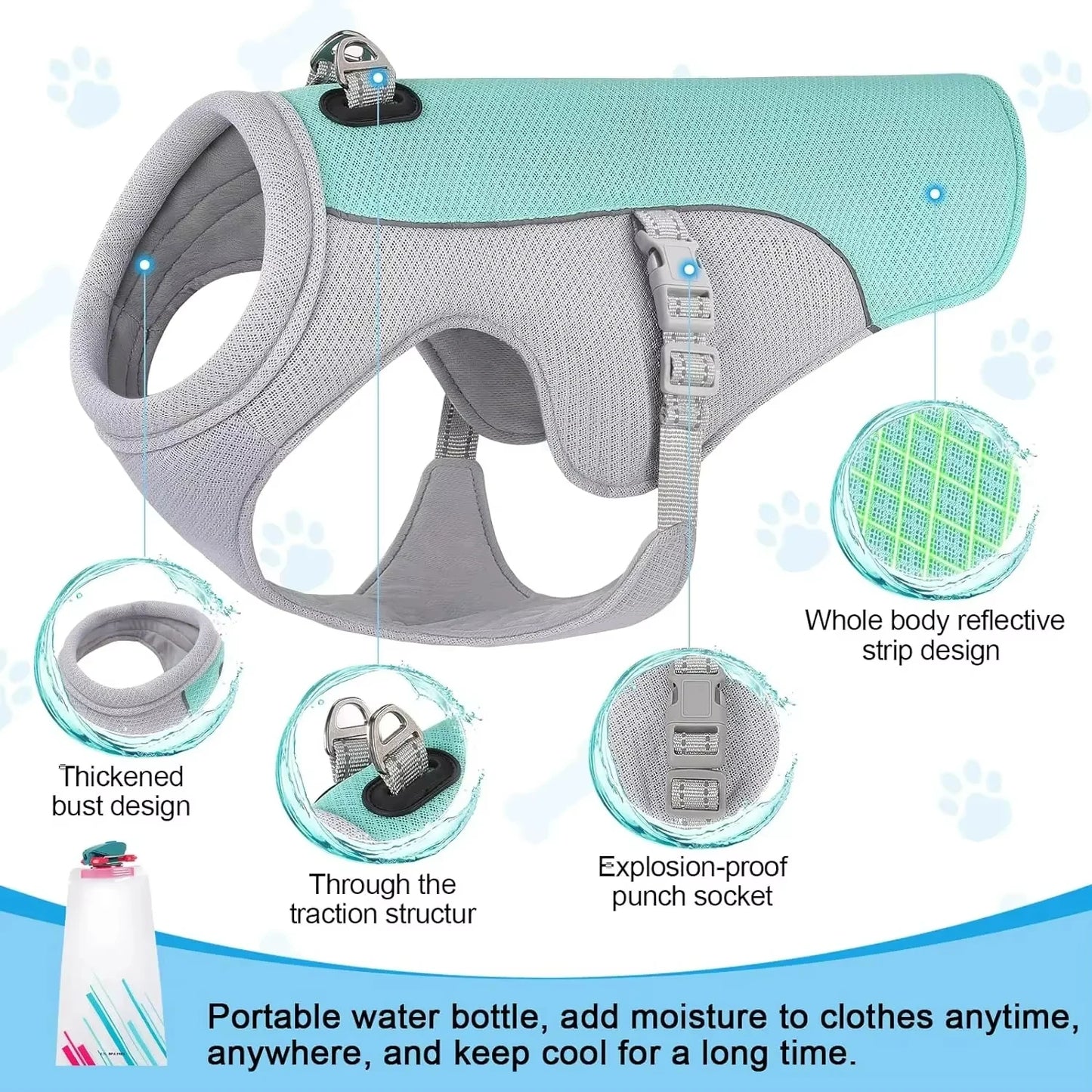 Dog Cooling Vest Harness | Breathable Ice Cooling Jacket