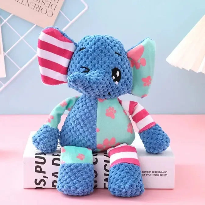 Soft Plush Elephant Toy with Squeaker – Durable Dog Play