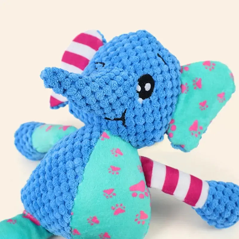 Soft Plush Elephant Toy with Squeaker – Durable Dog Play
