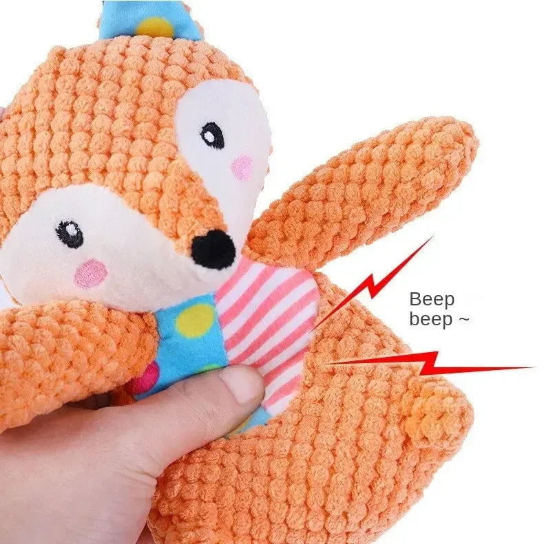 Soft Plush Fox Toy with Squeaker – Durable Dog Play