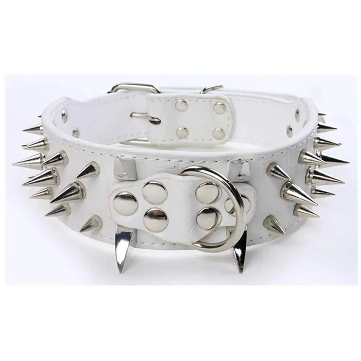 Spiked Leather Dog Collar with Handle