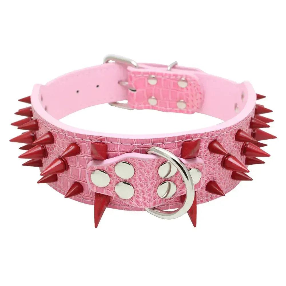 Spiked Leather Dog Collar with Handle