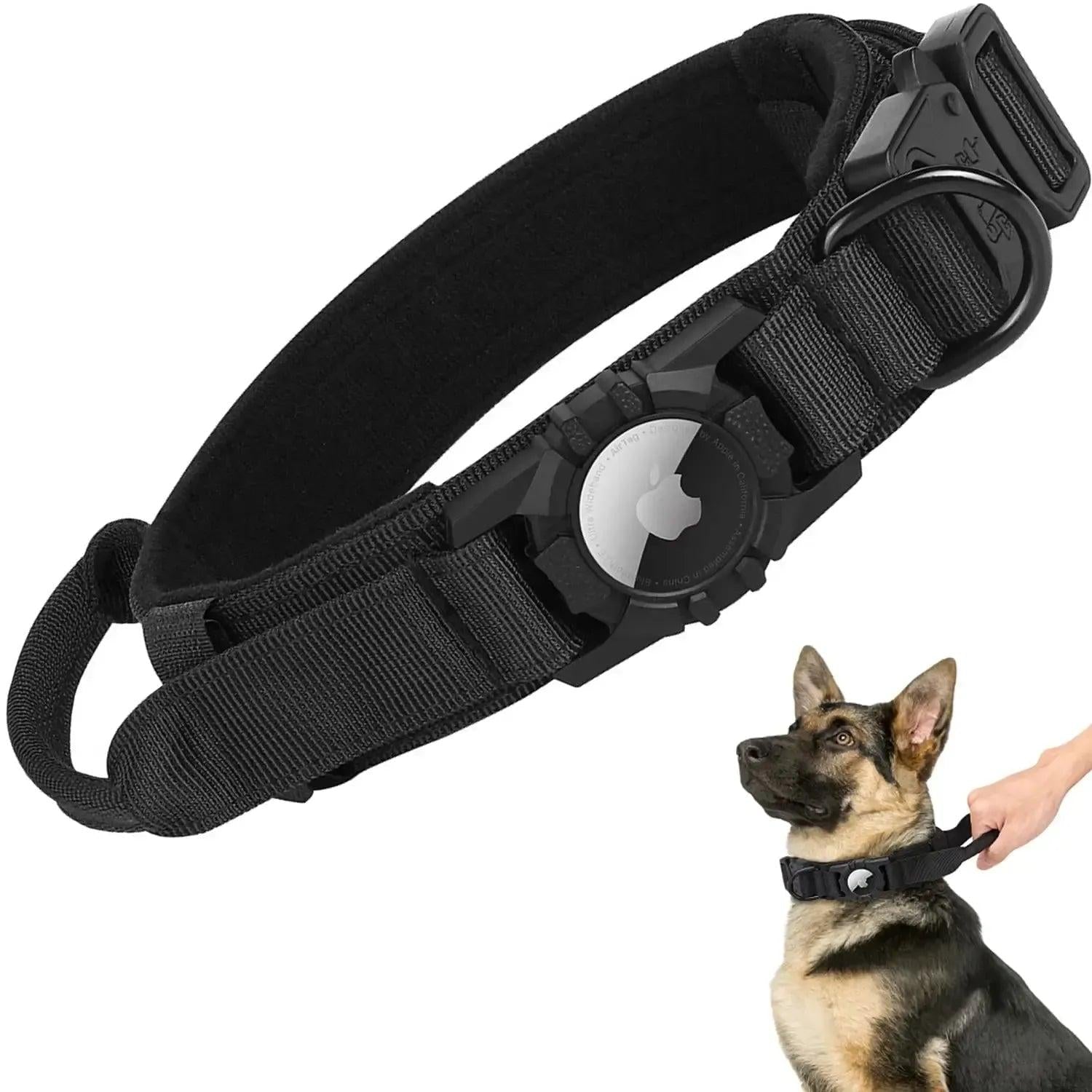 Tactical AirTag Dog Collar with Handle for GPS Tracking