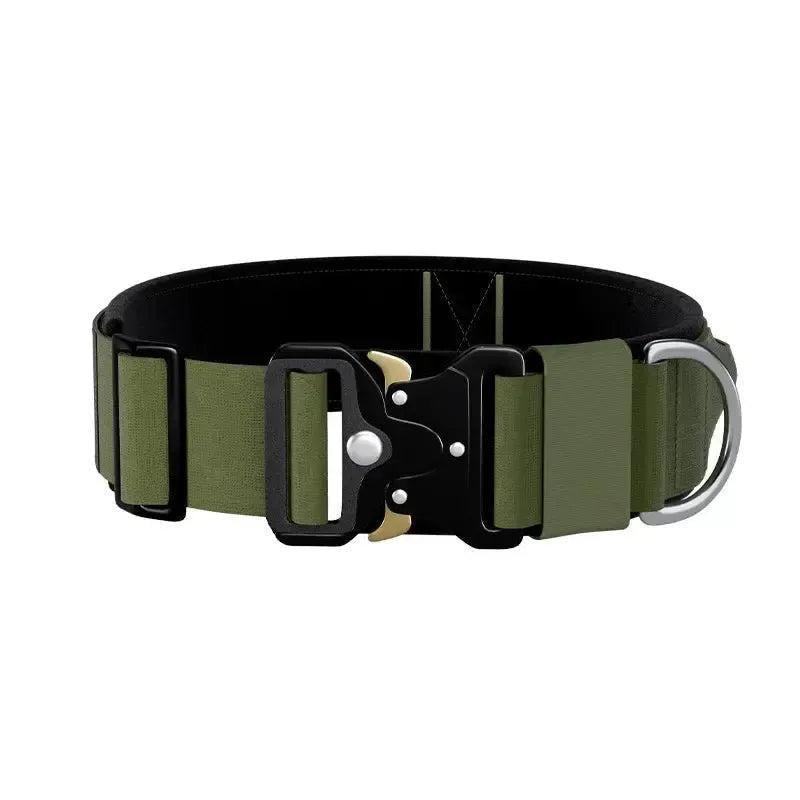 Tactical Dog Collar with Handle & Metal Buckle