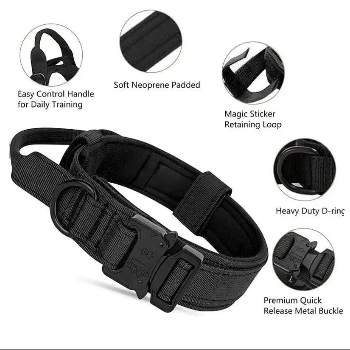 Tactical Dog Collar with Handle for Large Dogs