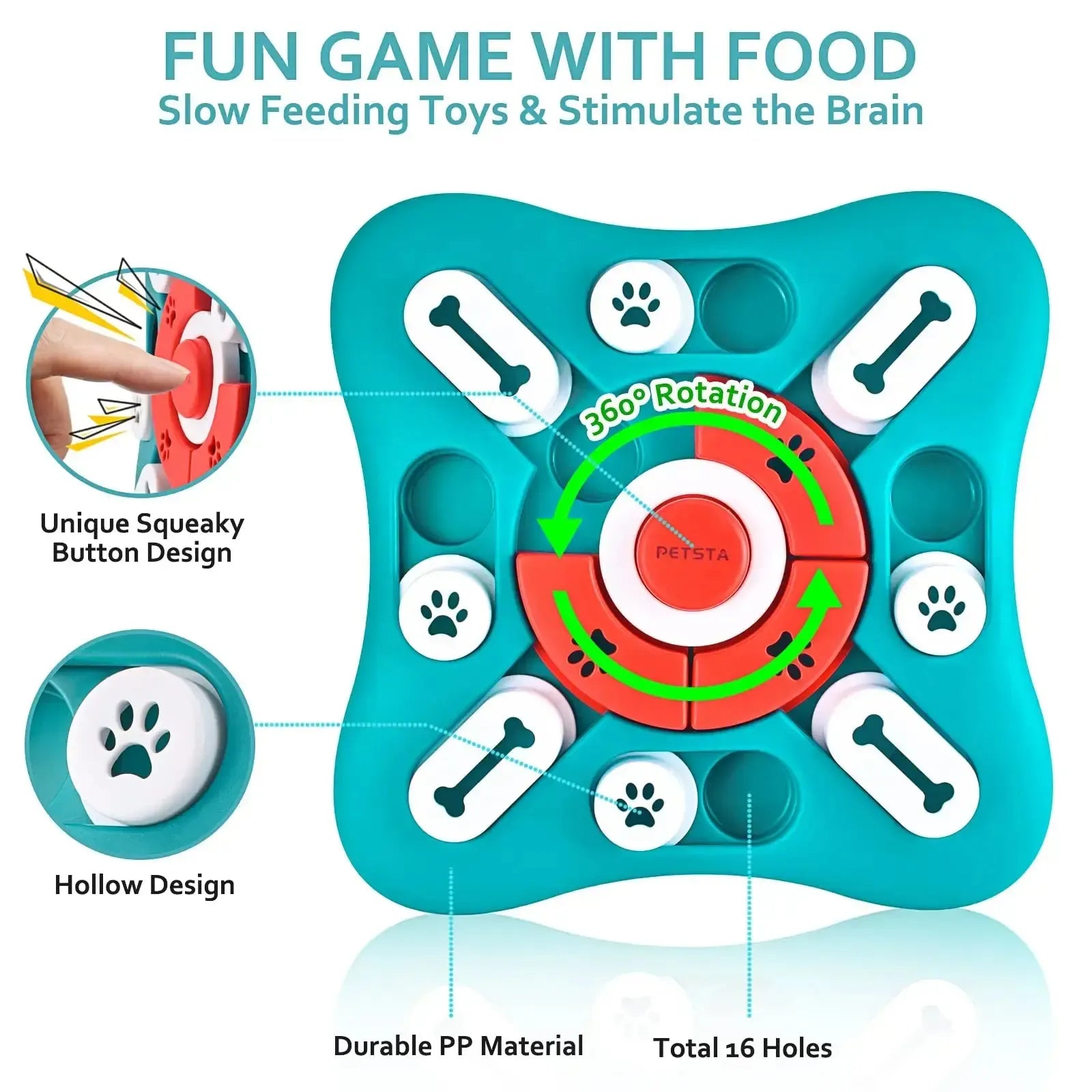 Treat Dispensing Puzzle Toy with 360° Rotation