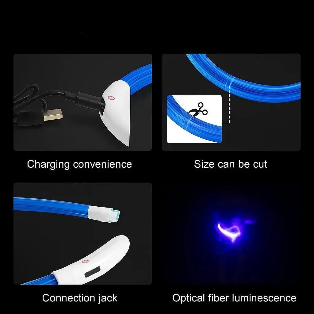 USB Rechargeable LED Dog Collar – Adjustable Glow & Cut-to-Fit