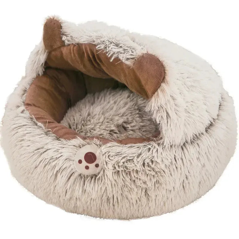 Washable Cave Dog Bed Basket With Removable Cushion