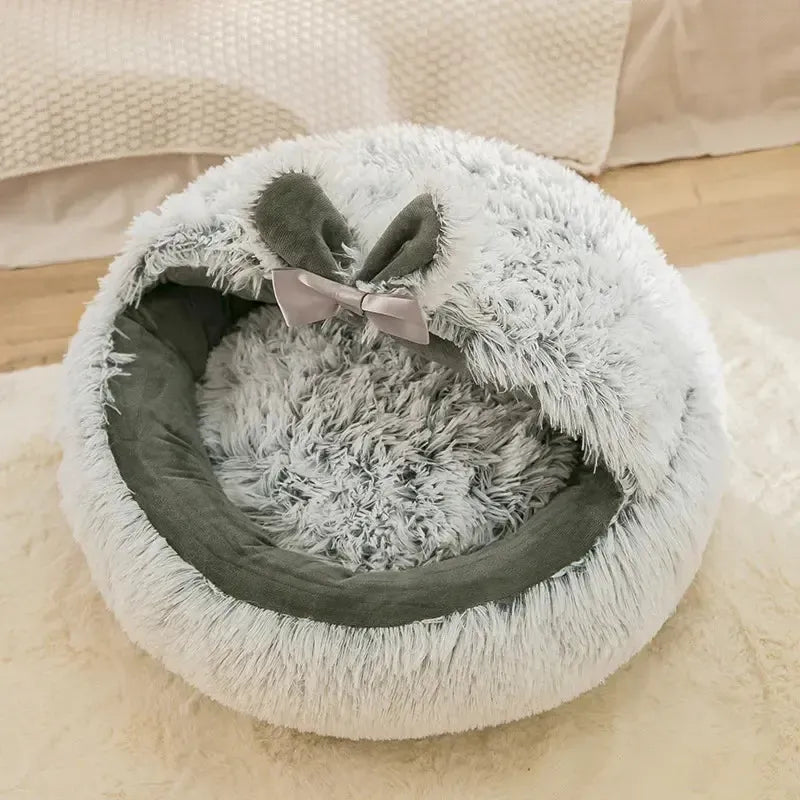 Washable Cave Dog Bed Basket With Removable Cushion