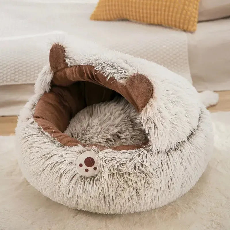 Washable Cave Dog Bed Basket With Removable Cushion