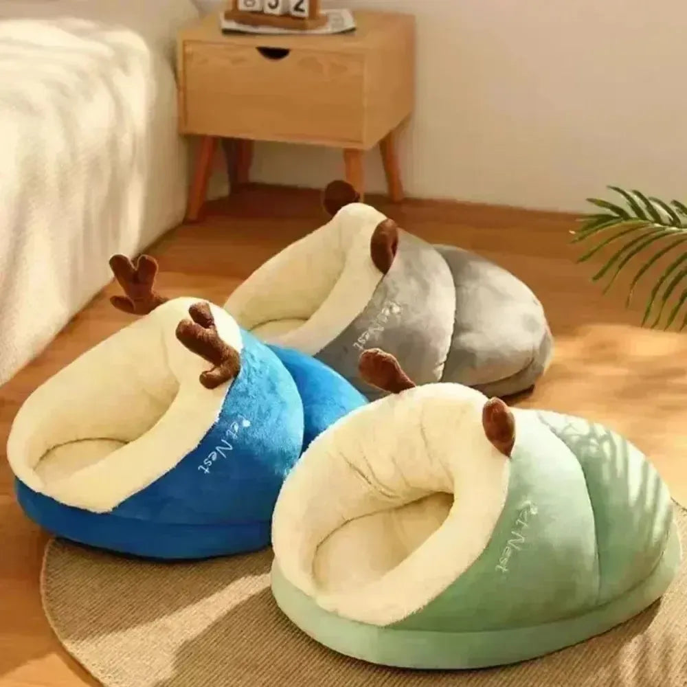 Washable Cotton Dog Cave Bed In Slipper Nest Design