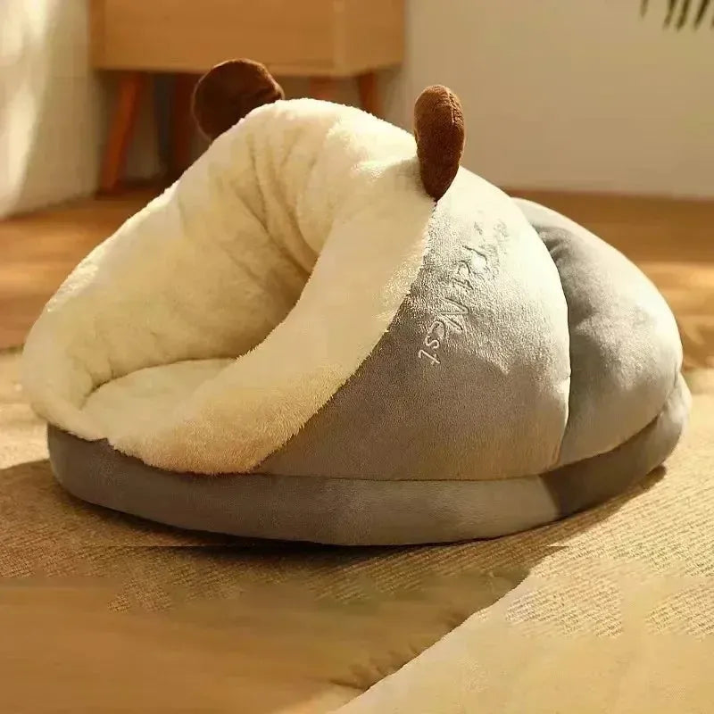 Washable Cotton Dog Cave Bed In Slipper Nest Design