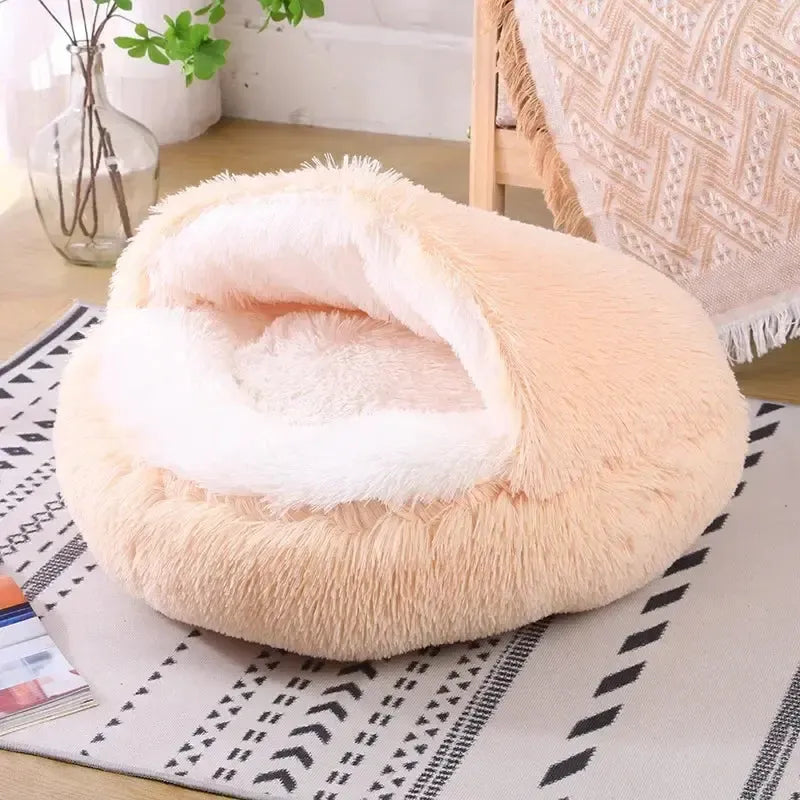 Washable Plush Cave Dog Bed With Removable Cover