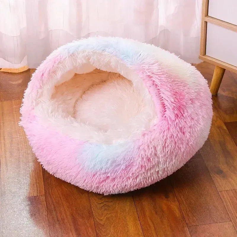 Washable Plush Cave Dog Bed With Removable Cover